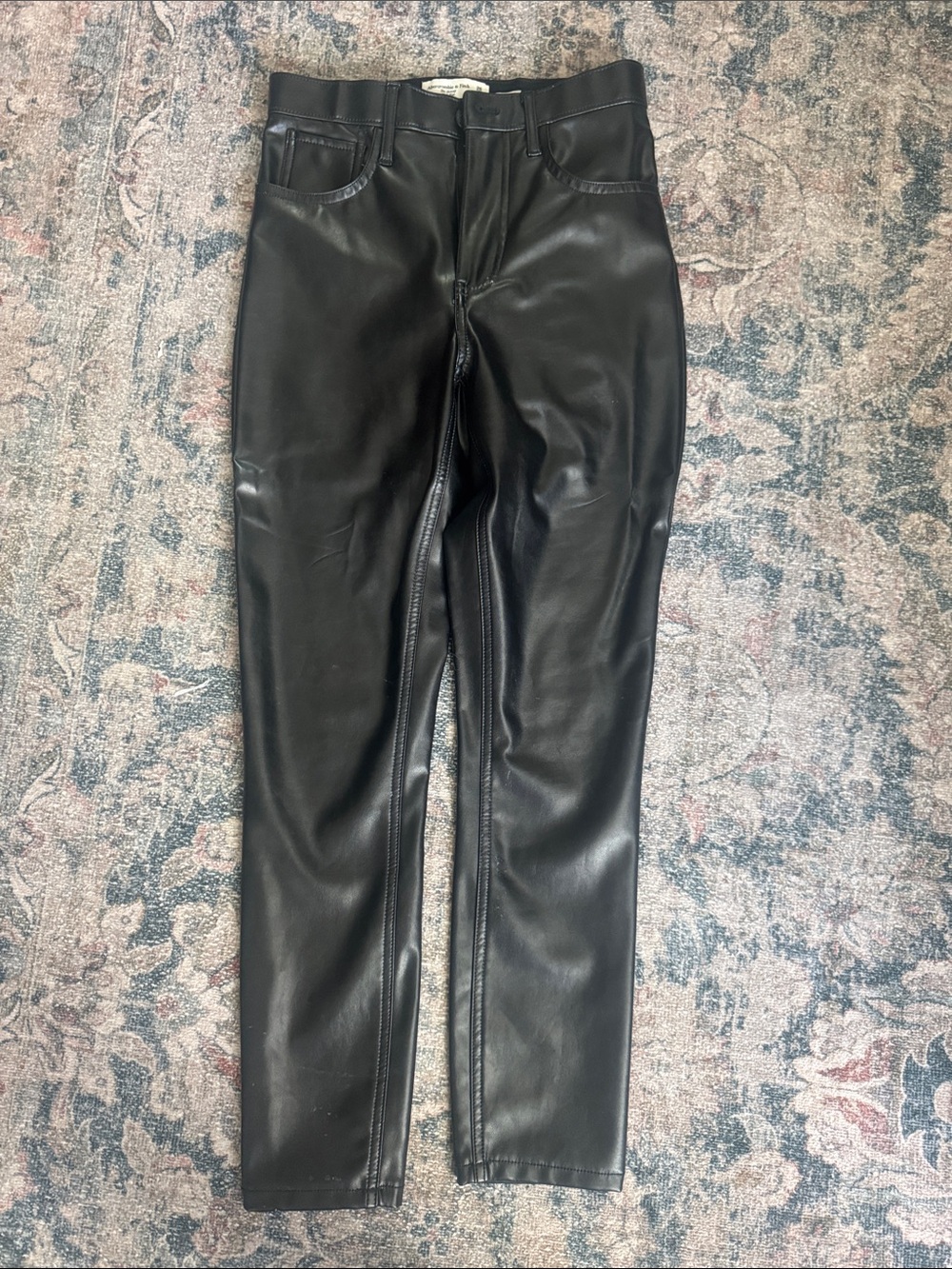 Abercrombie & Fitch Black Faux-Leather Skinny Jeans